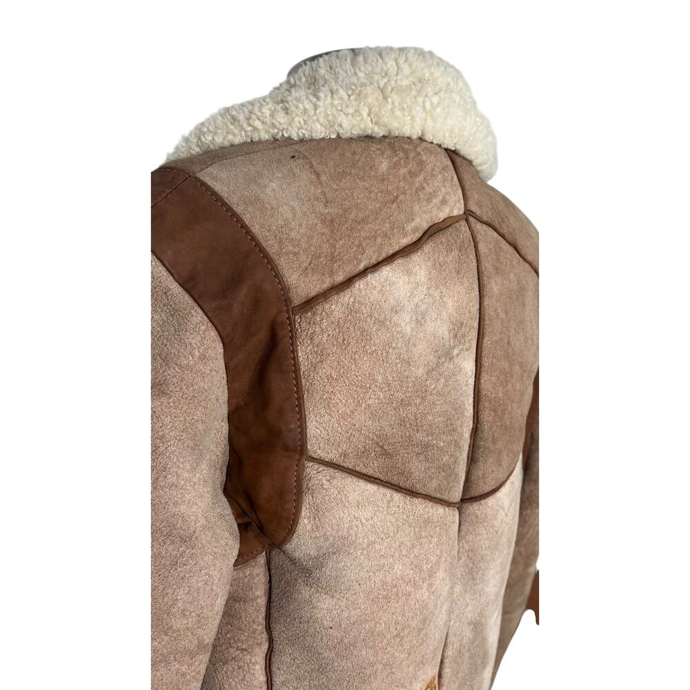 Vintage East West California Shearling Patchwork Suede Bomber Jacket 70s - Picture 14 of 16